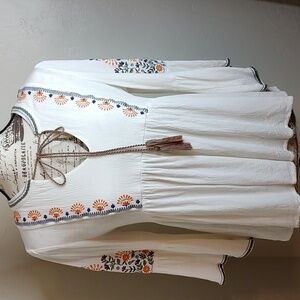 Miss Me Embroidered Blouse Floral Boho Feminine SZ: M